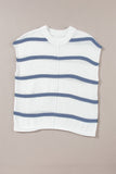 Striped Round Neck Cap Sleeve Sweater