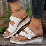 Double Buckle PU Leather Sandals