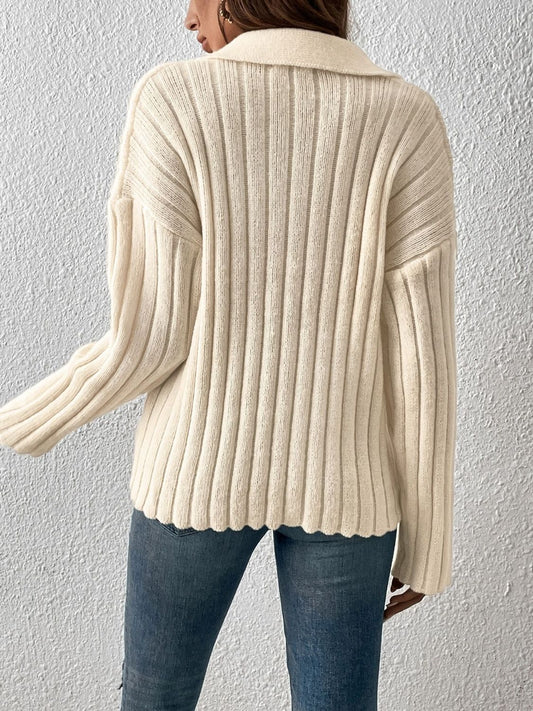 Johnny Collar Long Sleeve Sweater