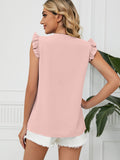 Ruffled V-Neck Cap Sleeve Blouse