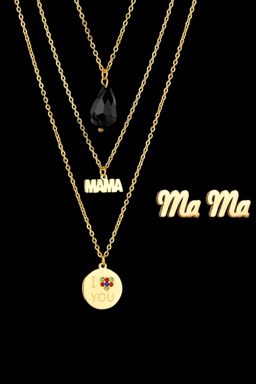 Triple-layer MAMA I LOVE YOU 18K gold-plated Pendant Combo Deal