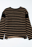 Stripe Drop Shoulder Round Neck Sweater