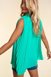 Haptics Smocked Mock Neck Pleated Sleeveless Top