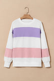 Color Block Round Neck Long Sleeve Sweatshirt