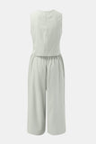 Round Neck Top and Wide Leg Pants Set