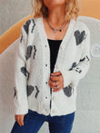 Heart Button Up Long Sleeve Cardigan