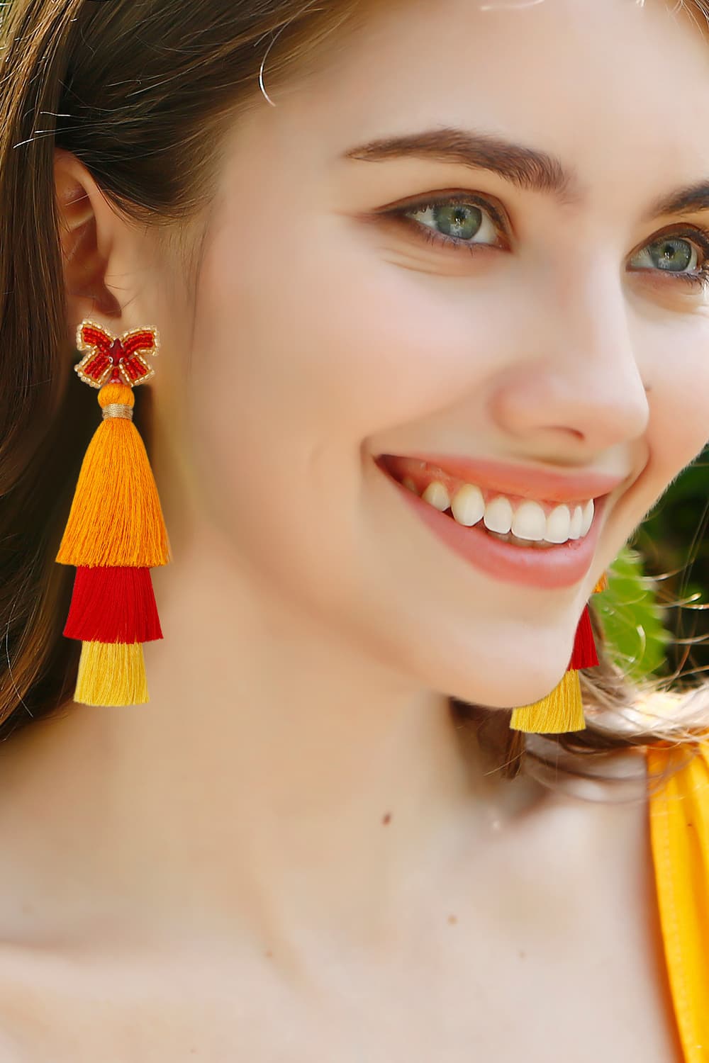 Triple-Layer Tassel Dangle Earrings