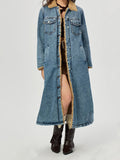 Pocketed Button Up Denim Jacket with Fur Lining