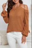 Cutout Back Cold Shoulder Long Sleeve Sweater