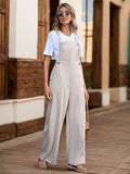 Tied Wide Leg Overalls with Pockets