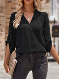 Surplice Three-Quarter Sleeve Blouse