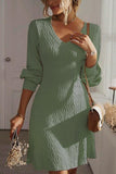 Texture V-Neck Long Sleeve Dress