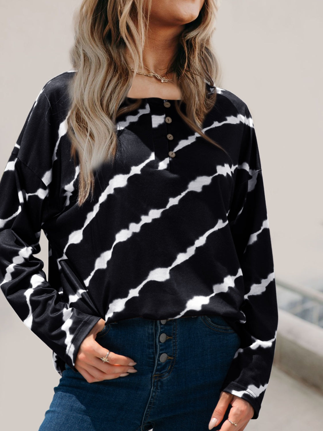 Striped Round Neck Long Sleeve T-Shirt