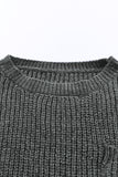 Distressed Round Neck Drop Shoulder Sweater