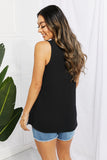 Blumin Apparel Chance of Sun Full Size Ribbed V-Neck Tank in Black