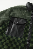 Pocketed Checkered Collared Neck Snap Down Jacket