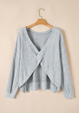 Crossover Backless Long Sleeve Knit Top