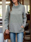 Pocketed Turtleneck Long Sleeve Sweatshirt