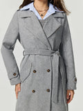 Collared Neck Long Sleeve Longline Coat