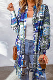 Printed Button Up Long Sleeve Cardigan