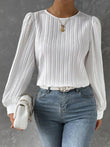 Round Neck Long Sleeve Blouse