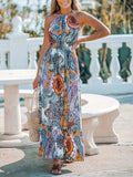 Printed Halter Neck Maxi Dress