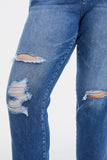 BAYEAS Full Size High Waist Distressed Cat's Whiskers Straight Jeans