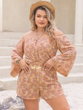 Plus Size Printed Off-Shoulder Top and Shorts Set