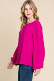 BOMBOM Textured Balloon Sleeve Top