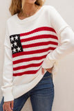 US Flag Side Slit Drop Shoulder Sweater