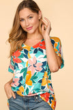 Haptics Printed V-Neck Short Sleeve Top