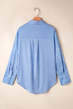 Pocketed Plaid Collared Neck Long Sleeve Shirt