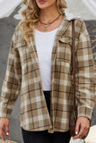 Plaid Button Up Long Sleeve Hooded Jacket