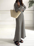 Devine Tied Round Neck Striped Sweater Dress