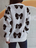 Bow Round Neck Dropped Shoulder Sweater