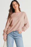 Waffle-Knit Long Sleeve Sweatshirt