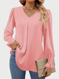 V-Neck Flounce Sleeve Top