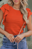 Textured Round Neck Cap Sleeve Top