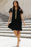 Sequin Half Button Short Sleeve Dress