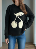 Cherry Round Neck Long Sleeve Sweater