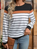 Striped Round Neck Long Sleeve Sweatshirt