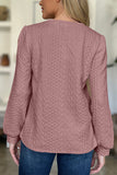 Textured Round Neck Long Sleeve Sweatshirt