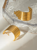 18K Gold-Plated Stainless Steel Ribbed Earrings