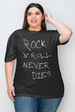 Simply Love Full Size ROCK N ROLL NEVER DIES Graphic T-Shirt