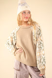 VERY J Printed Long Sleeve Round Neck Knit Top