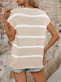 Striped Round Neck Short Sleeve Knit Top