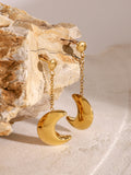 Stainless Steel Moon Dangle Earrings