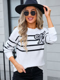 Striped Round Neck Long Sleeve Sweater