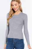 ACTIVE BASIC Full Size Ribbed Round Neck Long Sleeve Knit Top