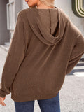 Double Take Textured Kangaroo Pocket Long Sleeve Hoodie